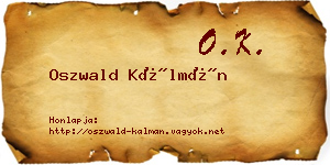 Oszwald Kálmán névjegykártya